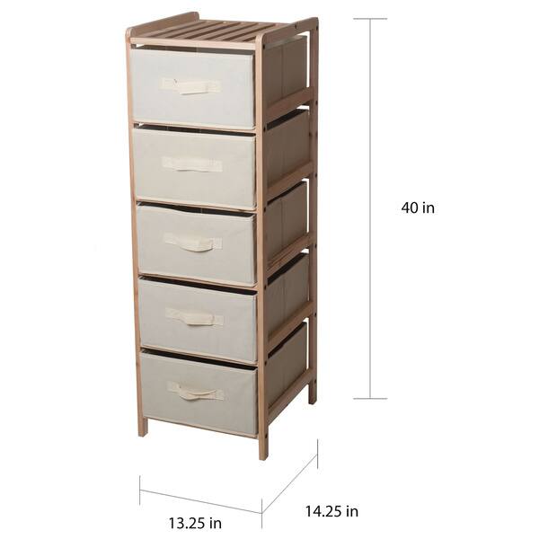 Shop Windsor Home Natural Wood Shelf Organizer With Fabric Storage Bins Overstock 9408710