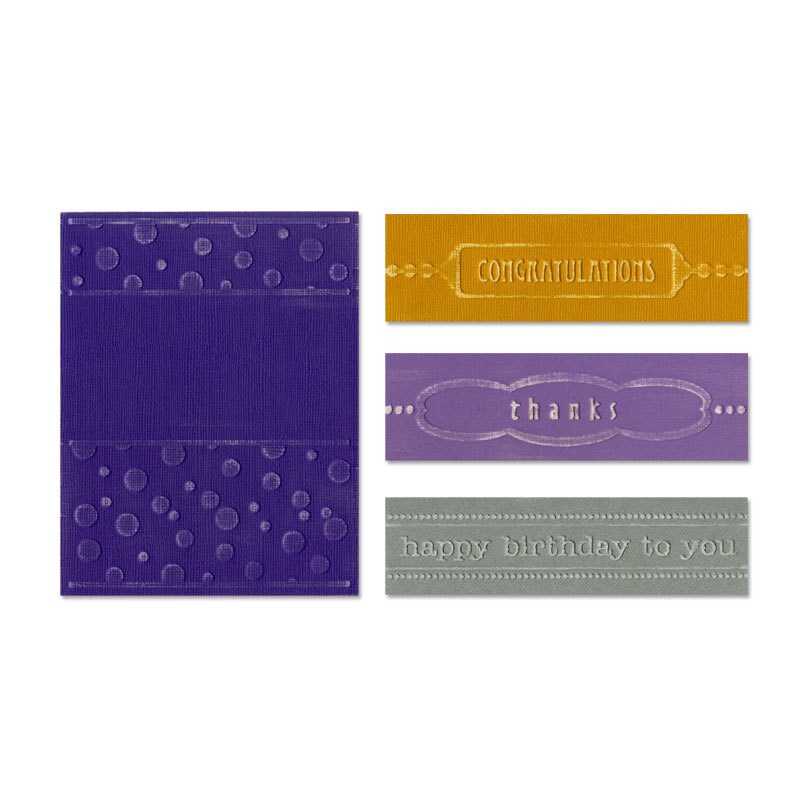 Sizzix Textured Impressions Birthday, Congrats & Thanks Embossing Folders  Set by Eileen Hull (4 Pack)