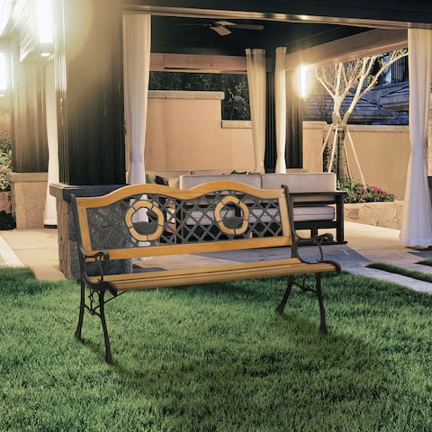 Furniture of America Hees Cottage Oak Wood Outdoor Bench