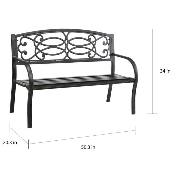 Contemporary Bronze 50-inch Metal Outdoor Curved-arm Garden Bench by ...