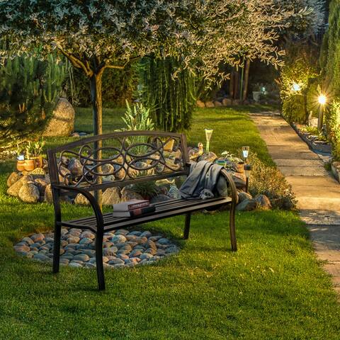 Furniture of America Lord Industrial Bronze Metal Outdoor Garden Bench