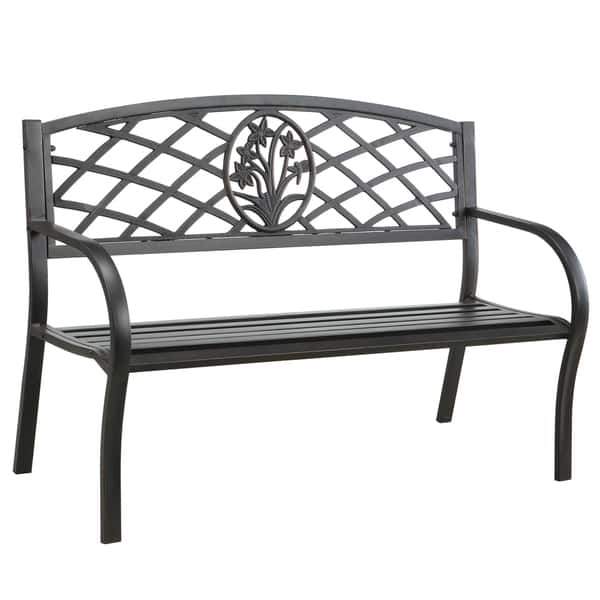 Furniture Of America Cith Contemporary Black Metal Outdoor Bench Overstock 9409501