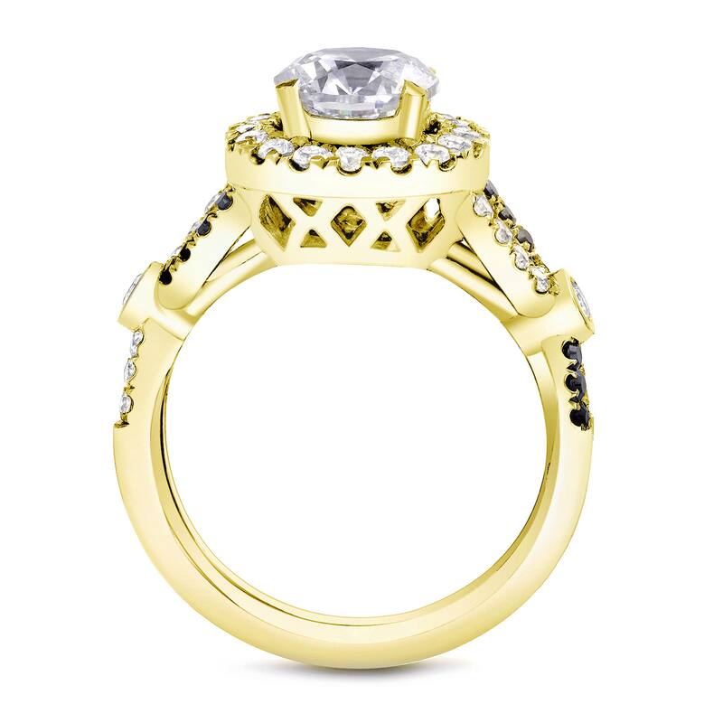 Auriya Modern Split-Shank 1 3/5 ct TDW Diamond Halo Engagement Ring 14k Yellow Gold