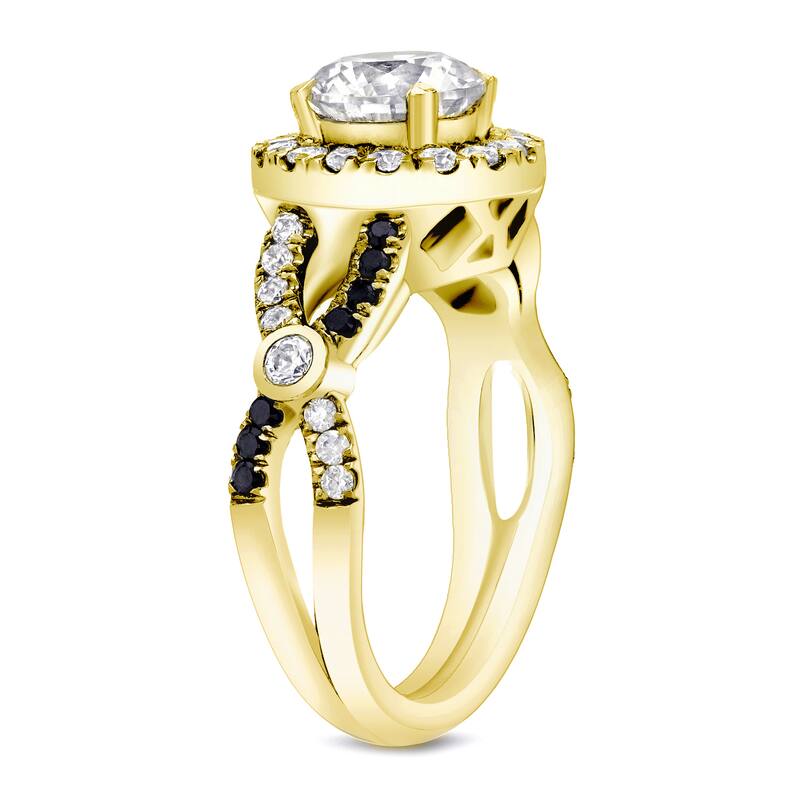 Auriya Modern Split-Shank 1 3/5 ct TDW Diamond Halo Engagement Ring 14k Yellow Gold