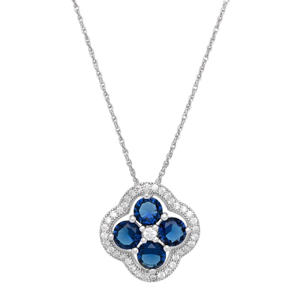 Shop Sterling Silver Navy Blue and White Cubic Zirconia Pendant Chain ...