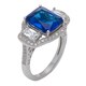 preview thumbnail 3 of 3, Sterling Silver Blue and White Cubic Zirconia Halo Ring