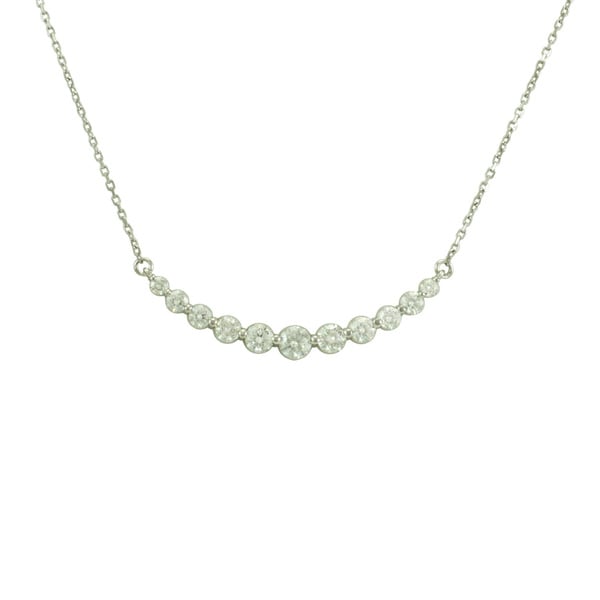 Shop Fabulous 14k Gold 1ct TDW Curved Diamond Bar Necklace On Sale