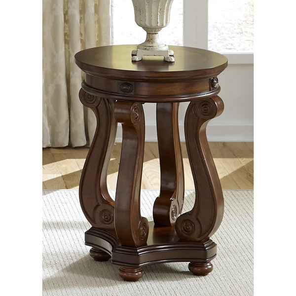 Liberty Victorian Dark Classic Cherry Round Lamp Table - Free Shipping ...