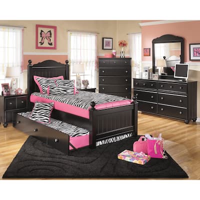 Signature Design by Ashley Jaidyn Black Poster Bed Set with Trundle