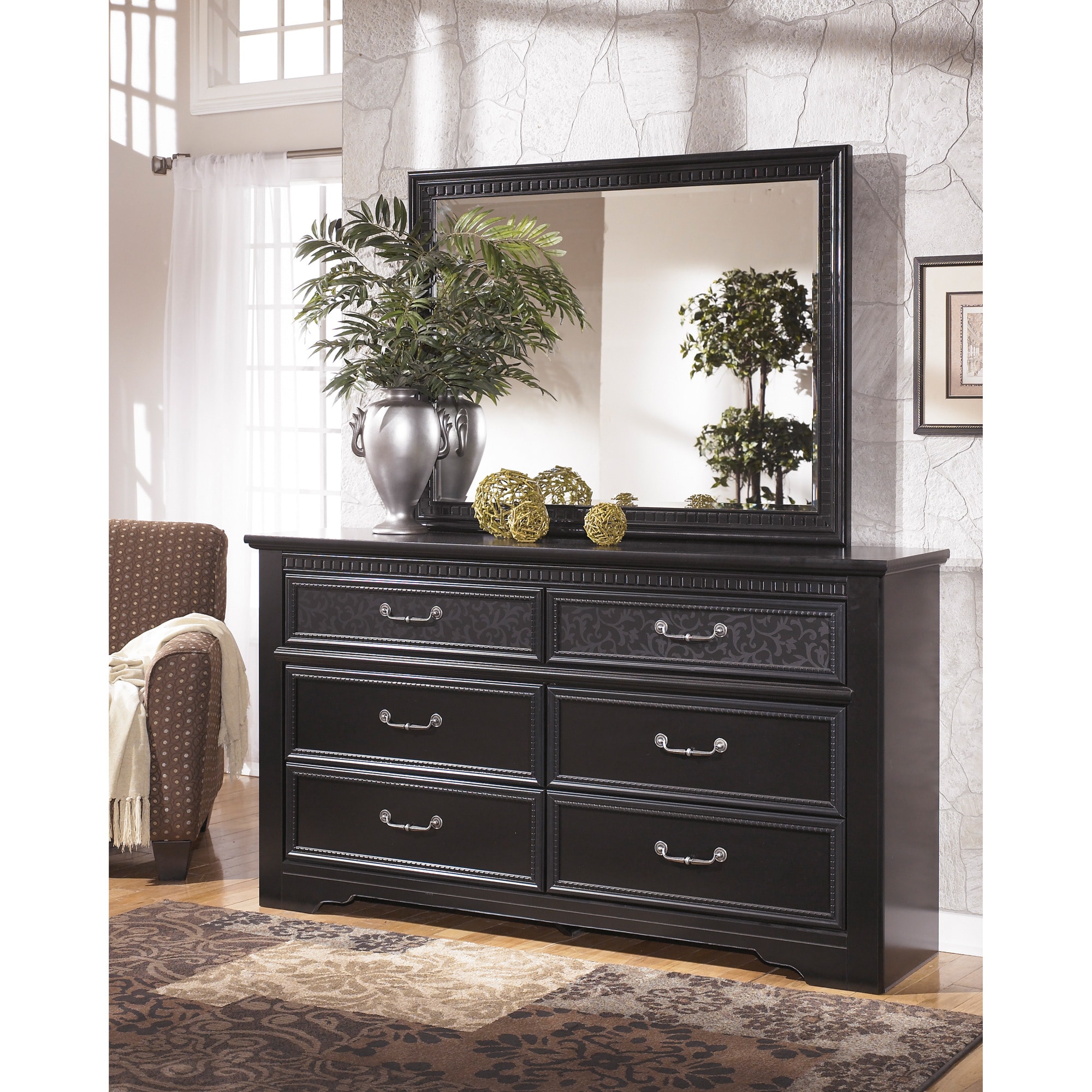 ashley furniture black dresser with mirror Portdown 8 Drawer Dresser and Mirror