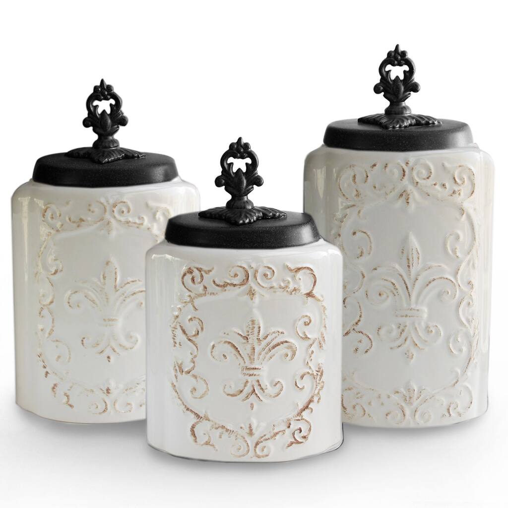Antique White Canisters (Set of 3)