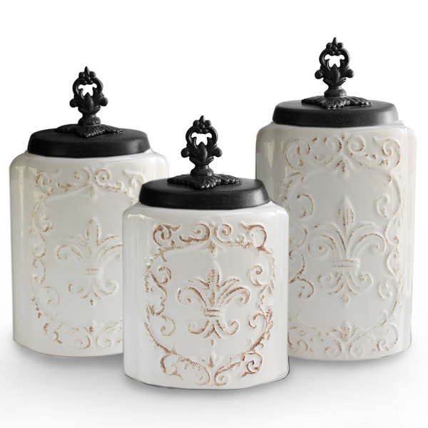 Antique White Canisters (Set of 3) - 16598006 - Overstock.com Shopping ...