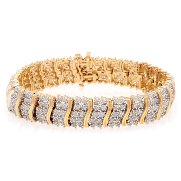 Finesque Gold Over Silver 2 1/2ct TDW Diamond Bracelet (I J, I2 I3)