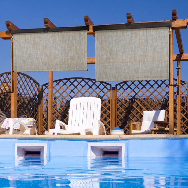 Keystone Fabrics Premium Outdoor Sun Shade with Hand Crank and Aluminum Valance