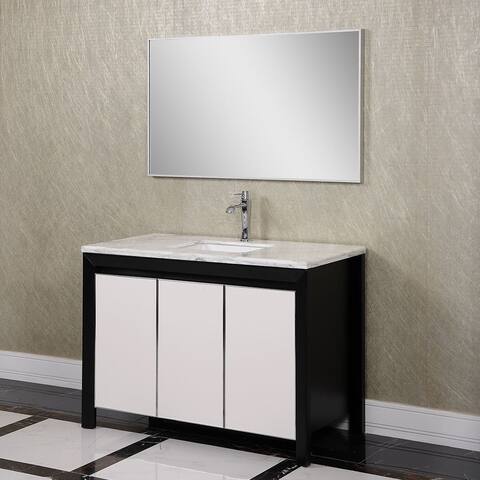 Carrara White Marble 47-inch Single Sink Bathroom Vanity with touch LED Wall Mirror