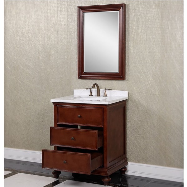 Shop Carrara Brown White Marble 30 Inch Single Sink Bathroom