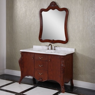 Carrara White Marble Top Brown 53-inch Single Sink Bathroom Vanity with ...