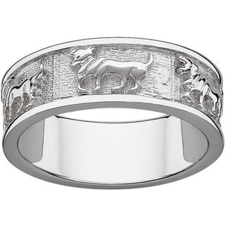 Sterling Silver or Gold over Sterling Textured Aries Zodiac Band