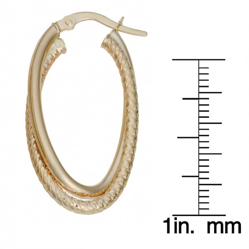 Fremada 10k Yellow Gold Diamond-cut and Polished Double Oval Hoop Earrings