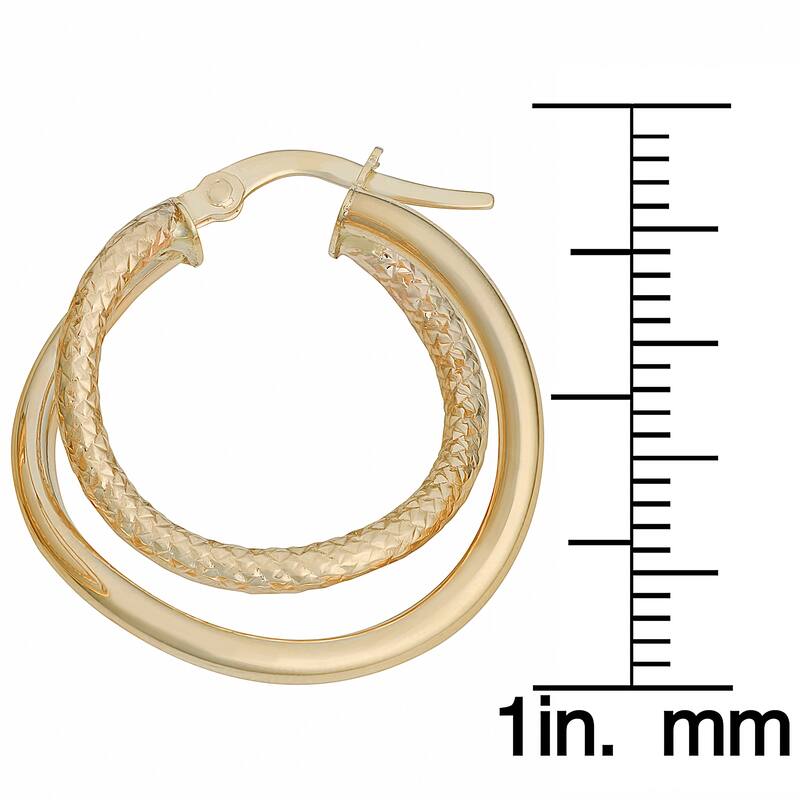 Fremada 10k Yellow Gold High Polish and Diamond-cut Overlapping Hoop Earrings
