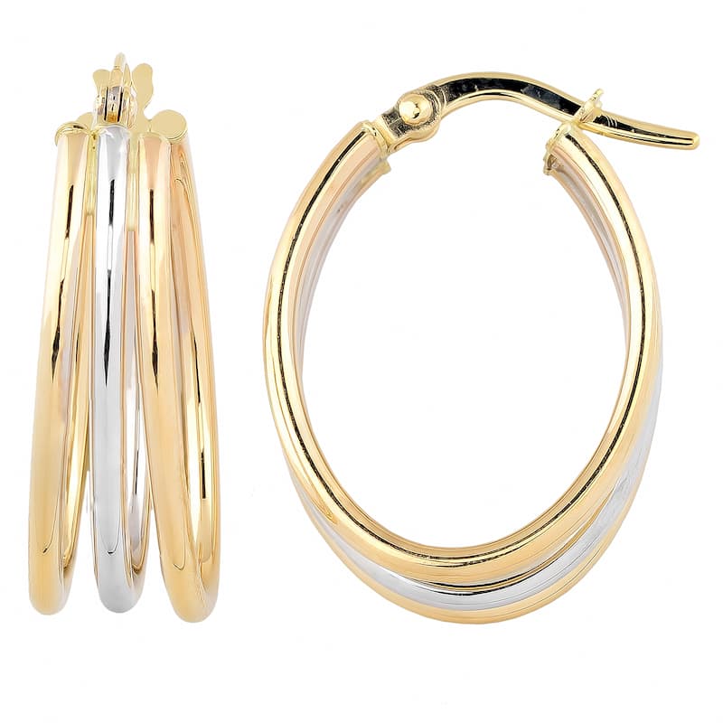 Fremada 10k Two-tone Triple Oval Hoop Earrings