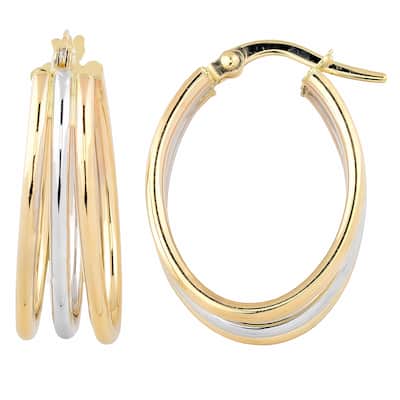 Fremada 10k Two-tone Triple Oval Hoop Earrings