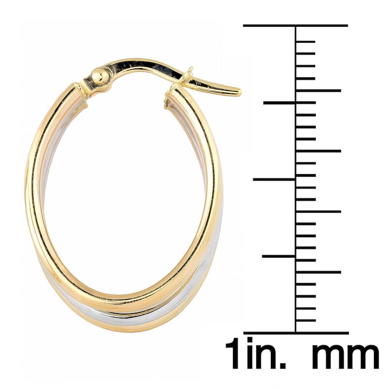 Fremada 10k Two-tone Triple Oval Hoop Earrings