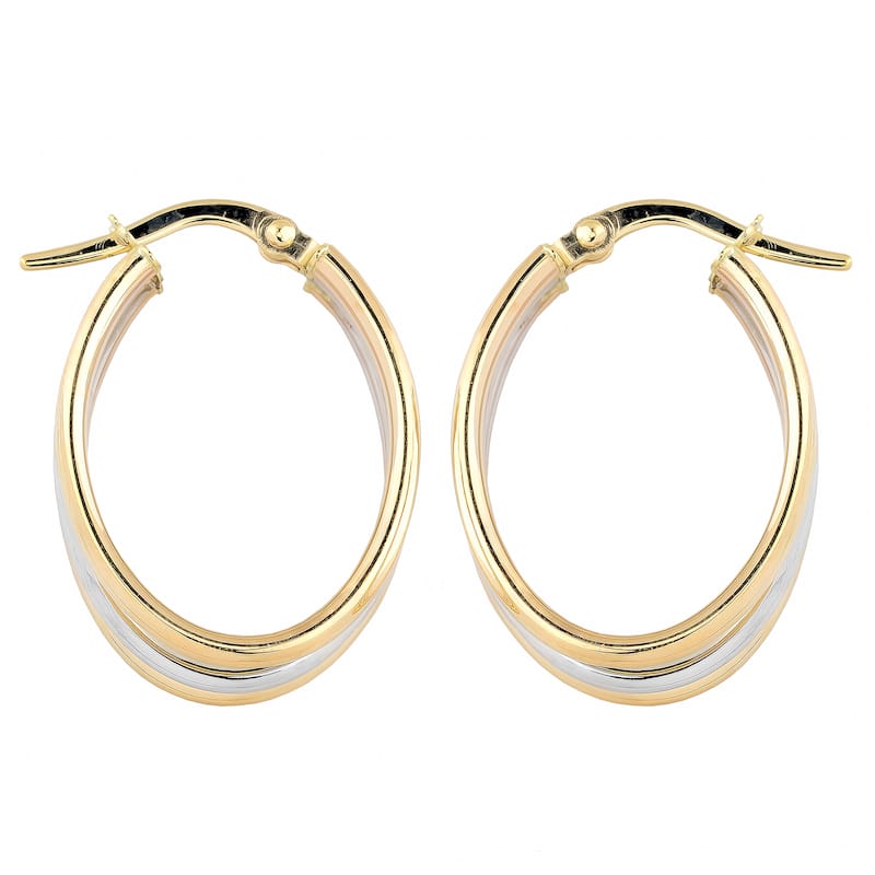 Fremada 10k Two-tone Triple Oval Hoop Earrings
