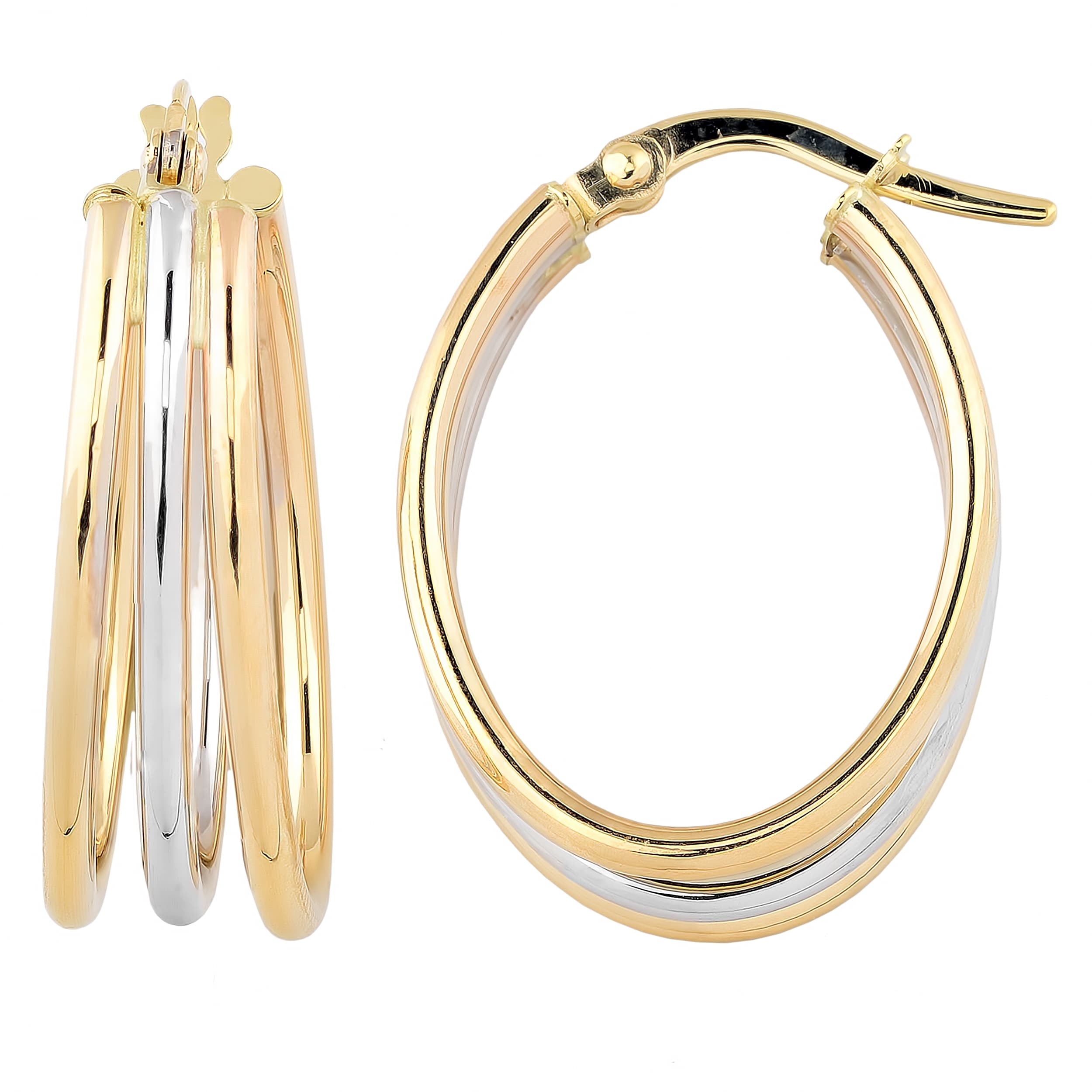 Au Naturale 10k Two-tone Triple Oval Hoop Earrings