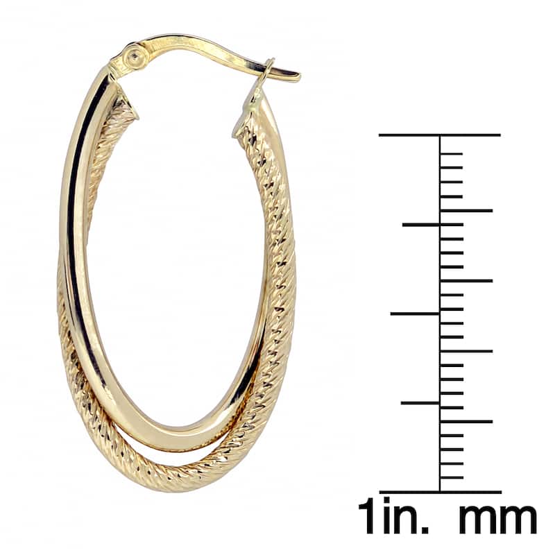Fremada 10k Yellow Gold High Polish and Diamond-cut Overlapping Hoop Earrings