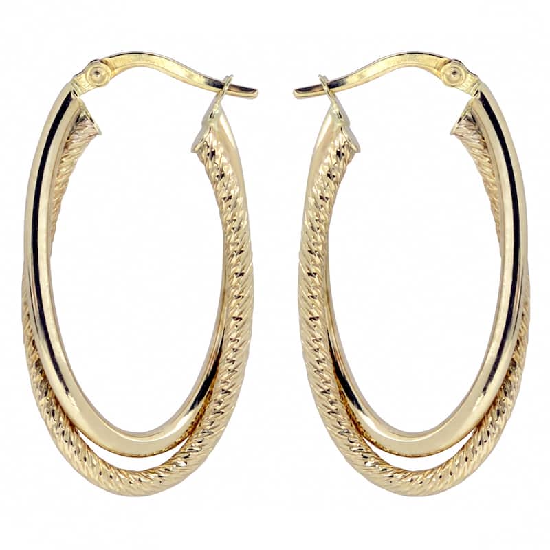 Fremada 10k Yellow Gold High Polish and Diamond-cut Overlapping Hoop Earrings