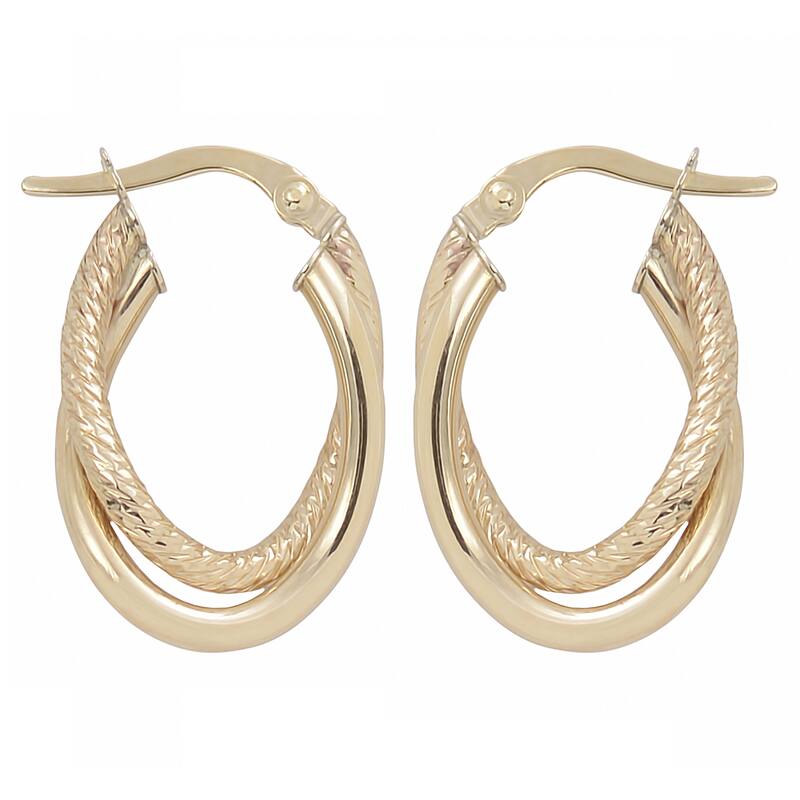 Fremada 10k Yellow Gold High Polish and Diamond-cut Overlapping Hoop Earrings