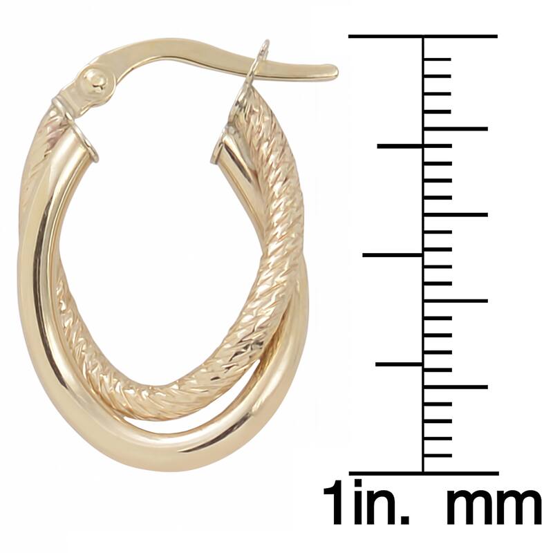 Fremada 10k Yellow Gold High Polish and Diamond-cut Overlapping Hoop Earrings