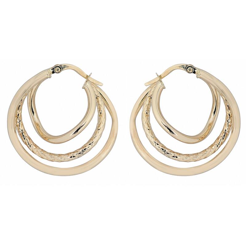 Fremada 10k Yellow Gold High Polish and Diamond-cut Overlapping Hoop Earrings