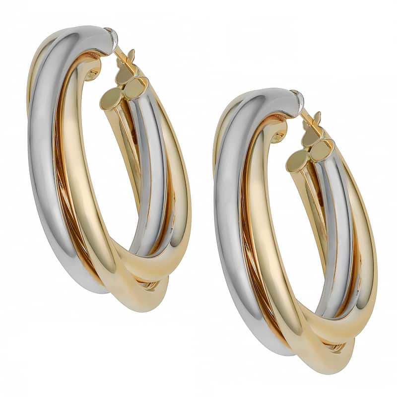 Fremada 10k Two-tone Triple Hoop Earrings
