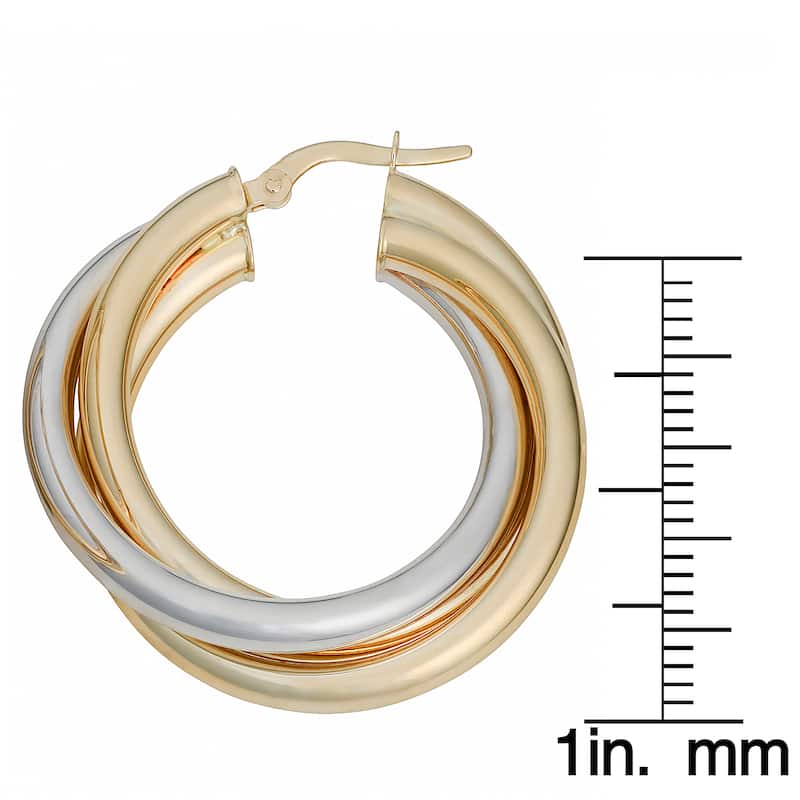 Fremada 10k Two-tone Triple Hoop Earrings