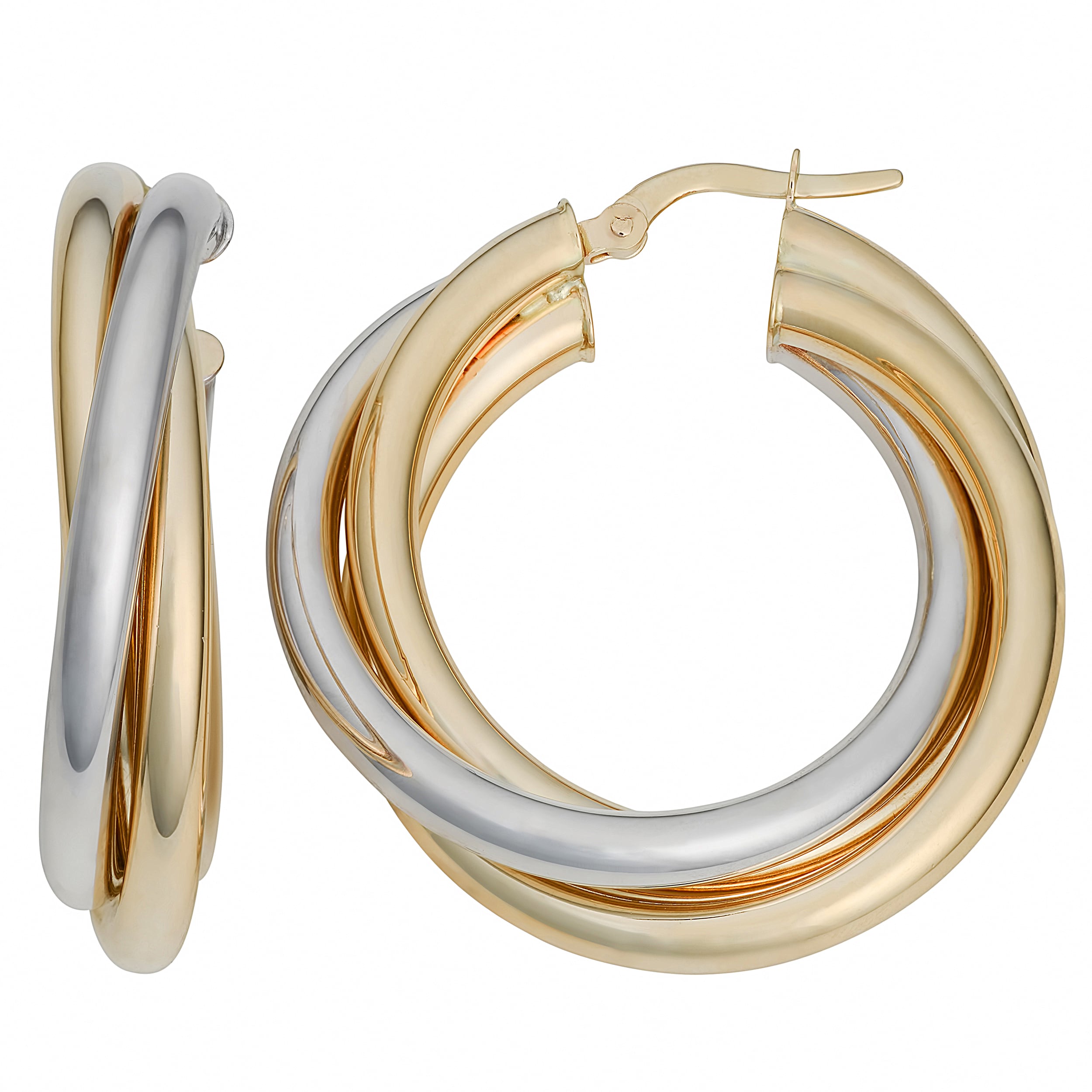 Au Naturale 10k Two-tone Triple Hoop Earrings