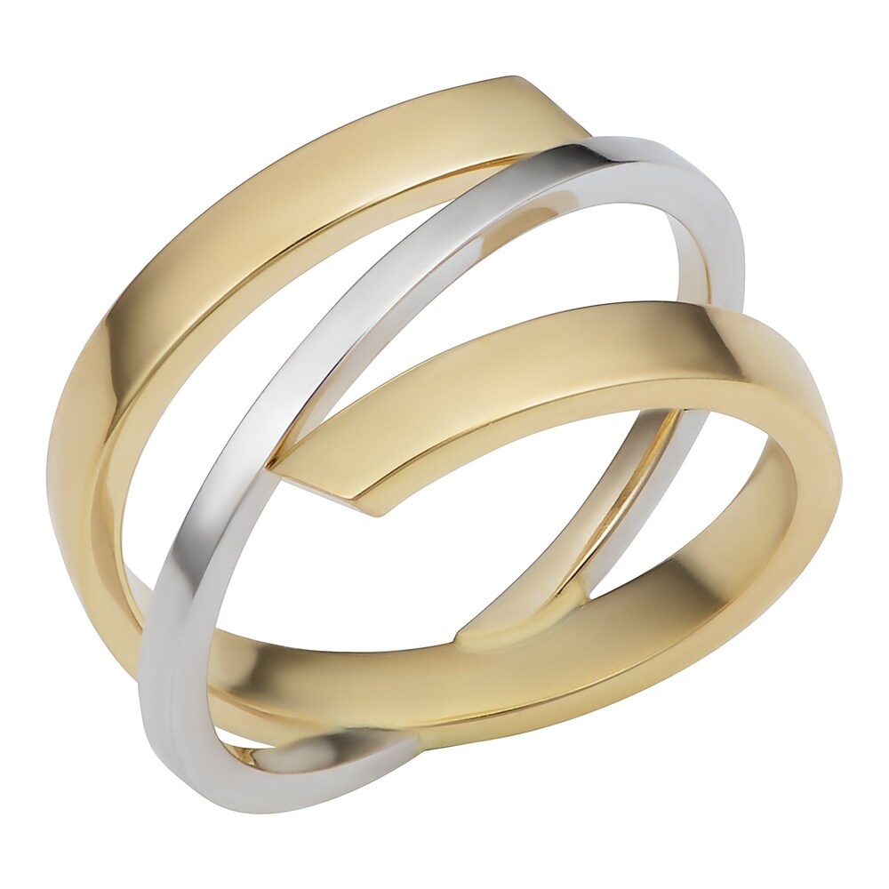 Sun & Moon Ring Solid 14k Yellow White Gold Band Polished Fancy Design Two Tone 