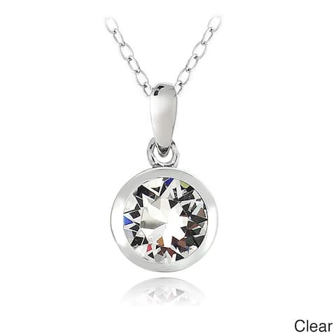 Crystal Ice Sterling Silver Crystal Solitaire Necklace