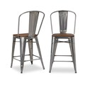 I Love Living Bistro Wood Seat Gunmetal Finish Counter Stools (Set of 2)
