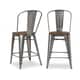 I Love Living Bistro Wood Seat Gunmetal Finish Counter Stools (Set of 2) - Thumbnail 0
