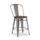 I Love Living Bistro Wood Seat Gunmetal Finish Counter Stools (Set of 2) - Thumbnail 1