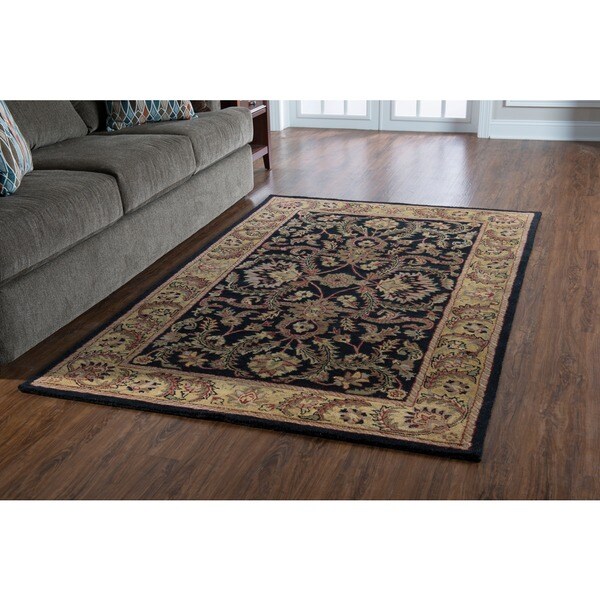 Linon Rosedown Black/ Goldtone Area Rug (5' x 8')