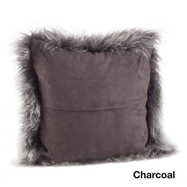 Shop Wool Mongolian Lamb Fur Decorative Throw Pillow On Sale