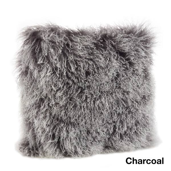 Shop Wool Mongolian Lamb Fur Decorative Throw Pillow On Sale