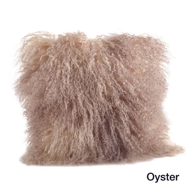 Shop Wool Mongolian Lamb Fur Decorative Throw Pillow On Sale