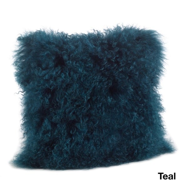 Shop Wool Mongolian Lamb Fur Decorative Throw Pillow On Sale