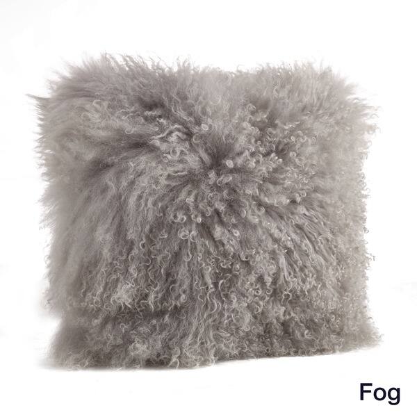 Shop Wool Mongolian Lamb Fur Decorative Throw Pillow On Sale