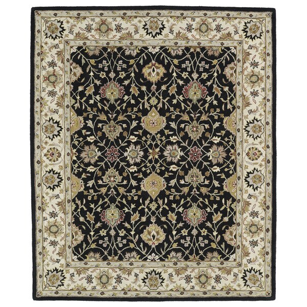 Hand-tufted Anabelle Black Wool Rug - 7'6" x 9'