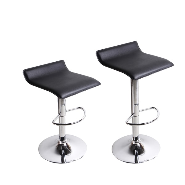 Adeco Black Low back Hydraulic Lift Adjustable Bar Stool Set